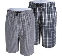 Men's Pyjama Shorts Cotton Nightwear Lounge Bottoms Shorts Comfortable PJ Bottoms（Set1/2P/M）