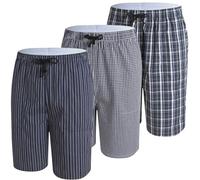 IDORIC Men's Pyjama Shorts 2-3 Pack Cotton Nightwear Checked Lounge Bottoms Shorts Two pockets Comfortable pyjama Mens Sizes M - 2XL（Set4/3P/XL）