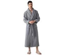 Mens Pyjamas Male Winter Thick Long Bathrobe Home Clothes Sleeping Robe (Blue, M)