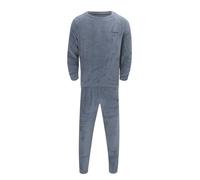 Mens Pyjamas Plain, Pyjamas for Men Fleece Cuffed Bottoms Fluffy Round Neck Long Sleeve Lounge Wear Autumn Winter Warm Cosy Sleepwear set