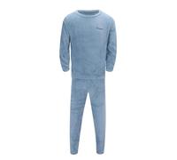 Mens Pyjamas Plain, Pyjamas for Men Fleece Cuffed Bottoms Fluffy Round Neck Long Sleeve Lounge Wear Autumn Winter Warm Cosy Sleepwear set