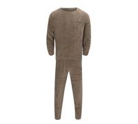 Mens Pyjamas Plain, Pyjamas for Men Fleece Cuffed Bottoms Fluffy Round Neck Long Sleeve Lounge Wear Autumn Winter Warm Cosy Sleepwear set