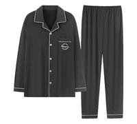 Mens Pyjamas Set 2 Pack, Mens Loungewear Sets Mens Pyjamas Set Long Sleeve Crew Top and Lounge Pants Winter Pjs Sets Cosy Soft Feel and Comfy Sleepwear