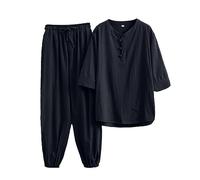 Mens Pyjamas Set, Baby Yoda 2 Piece Mens Pjs, The Mandalorian The Child Short Sleeve Top and Lounge Pants Mens, Gifts for Men Teenagers Black