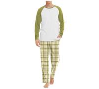 Men's Pyjamas Set, Brushed Cotton Pyjamas Sleepwear Pjs Long Sleeve Top and Pants Sleep Sets Comfy Loungewear Nightwear Winter Couples Pajamas