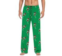 Mens Pyjamas Set, Christmas Printed Sleepwear Trend Loose And Comfortable Sports Home Winter Foreign Trade Casual Pants (Mint Green, S)