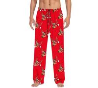 Men's Pyjamas Set - Christmas Printed Sleepwear Trend Loose And Comfortable Sports Home Winter Foreign Trade Casual Pants (Red, S)
