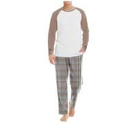 Mens Pyjamas Set Long Sleeve 3/4 Men's Pyjamas-Soft and Comfortable Plain Winter Autumn Casual Thin Plus Size Two Pieces Warm Lounge Pants Tee Top Breathable Nightwear Loungewear for Yoga Jogging