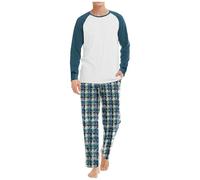 Mens Pyjamas Sets 3/4 Men's Pyjamas-Lounge Pants Tee Top with Elastic Waistband Breathable Winter Autumn Couple Soft and Comfortable Plain Two Pieces Plus Size Warm Nightwear Loungewear for Yoga Gym