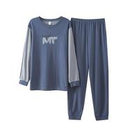 Men's Pyjamas Sets, Cotton Men's Loungewear Set, Breathable and Comfortable Comfortable Sleepwear Pjs Set Warm Nightwear and Cosy Loungewear Top and Pants - Casual and Comfortable Pyjamas Blue