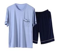 mens pyjamas sets long sleeve Mens Pyjamas Shorts Pajama For Men Summer Clothes Beard Combs Cycling Lounge Set Pyjama Tops Uk Men'S Short Soft Xxxl Luxury Xl Superman Matching Couples Long Sky Blue