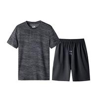Men's Pyjamas Sets Short Pajama for Men Cotton Sleepwear T-Shirt Classic Pjs Sets(Grey,XL)
