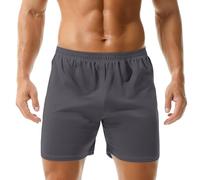 Mens Pyjamas Shorts Elastic Waisted Stretch Soft Comfy Cotton Lounge Sleep Shorts Trendy Solid Color Plus Size Lightwieght 4 Inch Pyjama Bottoms with Pockets for Running Jogging Sporty Workout Gym