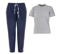 Mens Pyjamas Super Soft Cotton Mix Men Pjs Set Pyjamas for Man Nightwear Lounge wear (XX-Large, Grey/Navy)