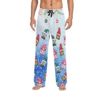 Men's Pyjamas Trouser- Family Matching 3D Printed Holiday Pant with Draw, Pocket & Festive Designs (Sizes M-XXXL) Sky Blue