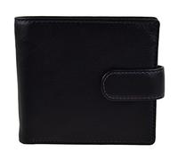 Mens Quality Leather Wallet by Mala; AXIS Collection Gift Boxed Stylish (Black & Purple)