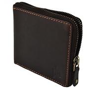 Mens Quality Soft Leather Zip-Around Wallet by PrimeHide Gift Boxed Stylish (Brown)