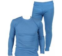 Mens Quality Thermal Underwear Long Sleeve Top and Long Johns FUL Set - Available in White/Blue/Charcoal and in Sizes Small/Medium/Large/X Large/XX Large (XX Large, Blue)