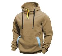 Men's Quarter Zip Hoodie Hooded Hood- Lightweight Cargo Pullover with Drawstring Pockets, Breathable Workout Running Sweatshirt for Gym & Casual (S-XXXL) Khaki