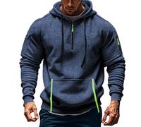 Mens Quarter Zip Hoodies 1/4 Zipper Cargo Hooded Tactical Sweatshirts Pockets Winter Fall Long Sleeve Pullover Tops playeras para el sol de Trabajo Hombre(Navy, M)