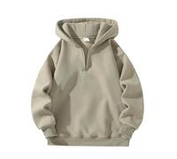 Mens Quarter Zip Hoodies 1/4 Zipper Hooded Long Sleeve Drop Shoulder Sweatshirt Fashion Casual Solid Pullover Tops suéter para Hombre para el frío de Trabajo(Khaki, L)