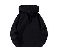 Mens Quarter Zip Hoodies 1/4 Zipper Hooded Long Sleeve Drop Shoulder Sweatshirt Fashion Casual Solid Pullover Tops suéter Negro Hombre(Black, XXXXL)