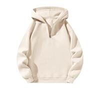Mens Quarter Zip Hoodies 1/4 Zipper Hooded Long Sleeve Drop Shoulder Sweatshirt Fashion Casual Solid Pullover Tops suéter para Frio Hombre(Z22-Beige, M)