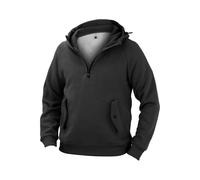 Mens Quarter Zip Hoodies 1/4 Zipper Pullover with Double Pockets Sweatshirts 2025 Fall Solid Color Long Sleeve Hooded Sudaderas para Hombre para el Frio(Black, XL)