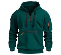 Mens Quarter Zip Hoodies 1/4 Zipper Tactical Hooded Military Sweatshirts Long Sleeve Pullover Tops with Multi Pockets suéteres para el frío de Hombre(Green, XXXL)