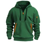 Mens Quarter Zip Hoodies Tactical Military Hooded 1/4 Zipper Sweatshirts with Multi Pockets Long Sleeve Pullover Tops Sudaderas para Hombre para el Frio(Green, XXL)
