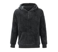 Mens Quarter Zip Hoodies Thermal Fleece Hooded Warm 1/4 Zipper Sweatshirts with Pocket Fluffy Sherpa Faux Fur Clothes suéter para el frío de Hombre(Grey, XXL)