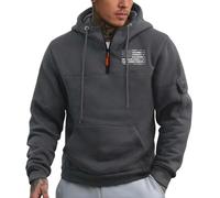Mens Quarter Zip Hoodies USA Flag Cargo Hooded 1/4 Zipper Tactical Sweatshirts Multi Pocket Long Sleeve Pullover Tops suéter para Hombre para el frío de Trabajo(Dark Gray, S)