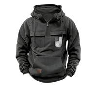 Mens Quarter Zip Hoodies USA Flag Patriotic Hooded Utility Pockets Retro Sweatshirts Vintage Tactical Pullover Tops playeras para el sol de Trabajo Hombre(Dark Gray, XL)