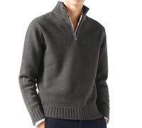 Men's Quarter Zip Jumper Turtleneck Knitted Sweater Thick Knit Pullover Stand Collar Long Sleeve Sweater Autumn Winter Warm Solid Color Jumper Regular Fit Casual Zip Up Sweater Smart Jumper