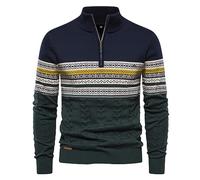 Men's Quarter Zip Jumpers, Jumpers for Men Knitted Sweater Long Sleeve Warm Winterpullover Lightweight Solid Classic Mens Turtleneck Cricket Jumpers Mens Quarter Zip Jumper Men Sweater for Sports