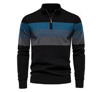 Men's Quarter Zip Knitted Pullover Long-Sleeved V Neck Jumpers Zipper Knit Sweater 1/2 Zip Winter Sweater 1/4 Zip Mid Layer Baselayer Sweatshirt Regular Fit Winterpullover Golf Gifts for Men Black