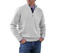 Men's Quarter Zip Mock Neck Casual Pullover Knitted Long Sleeve Slim Fit Sweater Fashion Thermal Solid Sweaters (White,M)