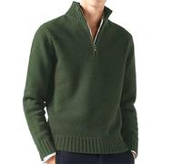 Men's Quarter Zip Pullover, Half Zip Knitted Jumper Men V Neck Jumper Casual Work Golf Sweater Cotton Striped Knitted Turtleneck Sweaters Fishermans Jumpers for Men Men Zip Jumper Sweater for Sports