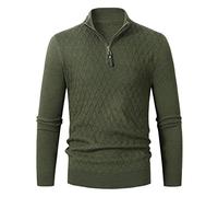 Men's Quarter Zip Pullover, Men Jumper with Zip Quilted Knit Sweater Slim Fit Mock Neck Sweaters Casual Turtleneck mens Roll Neck Jumpers Fishermans Jumpers for Men Mens Zip Jumper Winterpullover
