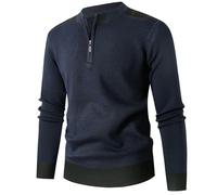 Men's Quarter Zip Pullover, Mens Jumper V Neck Jumper Casual Work Golf Sweater Cotton Striped Knitted Mens Warm Turtle Neck Long Cable Knit Jumper Mens 1/4 Zip Jumper Sweatshirts Winter Pullover