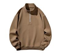 Mens Quarter Zip Sweater 1/4 Zip Smart Jumpers Long Sleeve Stand Up Collar Sweatshirts No Hood Classic Fit Pullover Plain Colour Designer Clothes Golf Sweatshirt for Men