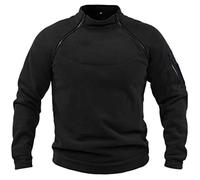 Mens Quarter Zip Sweatshirt Combat Tactical Pullover Chic Tops Long Sleeve Fleece Sweatshirts Mockneck Side Zipper Thick Warm Jumpers Outdoor Workwear Black