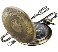 Men's Quartz Pocket Watch, Black Roman Digital Dial with Chain, Quartz Men's Pocket Watch Father's Day Christmas Gift, PK062917-bronze