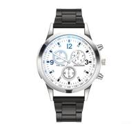 Men's Quartz Watch Stainless Steel Analogue Three Eyes Waterproof (B) | Mineral glass scratch-resistant, waterproof IP67, precise quartz movement, three-eye layout, silver stainless steel strap