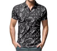 Men's Quick Dry Fit Golf Shirts Print Performance Breathable, Sweat-Absorbing Short Sleeve Polo Shirt Men's Polo Shirt Stylish Colourful Checked Printed Short Sleeve Golf T-Shirt, darkblue, XXL