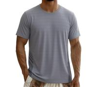 Men's Quick Dry Gym T-Shirt, Crew Neck Short Sleeve Performance Tee with Side Mesh Panels, Moisture Wicking & Breathable Workout Top for Running, Fitness Training, All-Day Active(Grey, M)