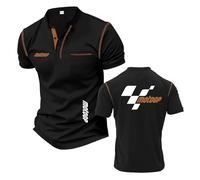 Mens Quick Dry Henley T-Shirts for M.o.to.G.P Collision Color Half Sleeve Stand Collar Short Sleeve Polo Shirts Comfy Tee Top Clothes Print Tracksuit-HeiS||xx_l