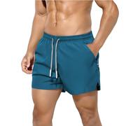 Men's Quick Dry Running Shorts Lightweight Breathable Sport-Shorts with Zip Pockets Casual Summer Shorts Solid Jogger Short Trousers Stretch Comfortable Sweatpants for Training Workout