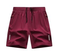 Men's Quick Dry Shorts 2026 Summer Gym Running Shorts with 4 Pockets Elasticated Waist Breathable Lightweight Casual Knee Length Work Pants Comfy Chinos Short for Outdoor Golf Hiking Walking Red