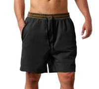 Mens Quick Dry Shorts, Summer Casual Fashion Shorts Elasticated Waist Drawstring Gym Short Lightweight Jogging Sport Short with Pockets Comfy Cool Beach Half Pants for Men Black